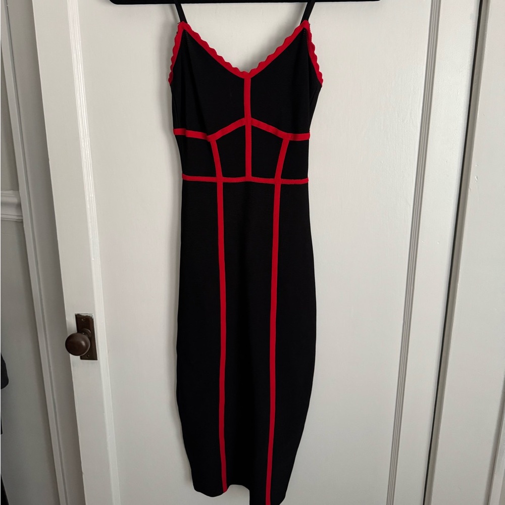 BCBGMaxAzria Black and Red Bandage Dress